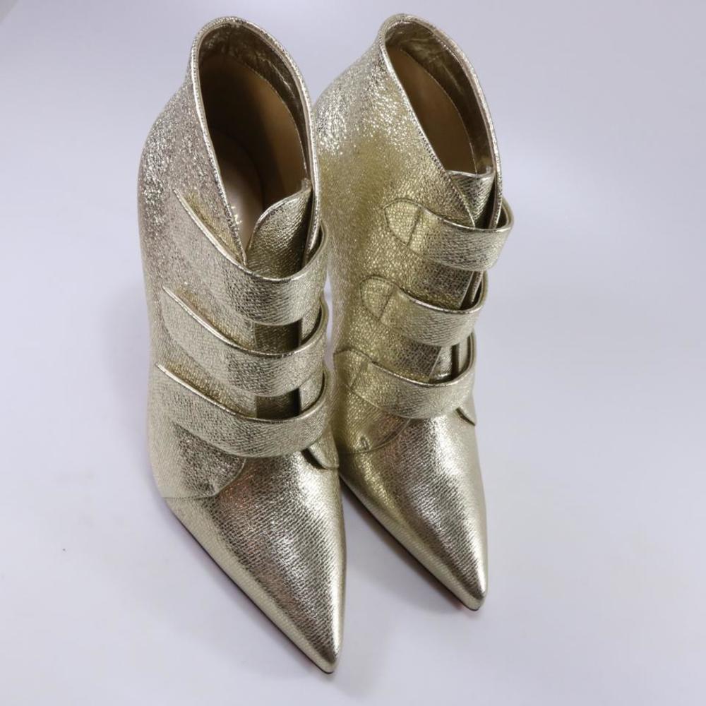 100mm Platine Gold Velcro Strappy Lame Triniboot Metallic Boot c615 - Picture 2 of 11